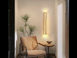 NETTLIFE Aplique LED de pared de madera de 80 cm, 13 W, blanco cálido 3000 K, para salón, diseño moderno y alargado, ideal para pasillos, escaleras y dormitorios. Multicolor