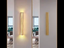 NETTLIFE Aplique LED de pared de madera de 80 cm, 13 W, blanco cálido 3000 K, para salón, diseño moderno y alargado, ideal para pasillos, escaleras y dormitorios. Multicolor