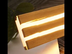NETTLIFE Aplique LED de pared de madera de 80 cm, 13 W, blanco cálido 3000 K, para salón, diseño moderno y alargado, ideal para pasillos, escaleras y dormitorios. Multicolor