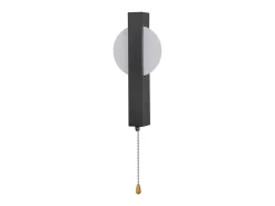 NETTLIFE Aplique Para Pared-Aplique LED de pared con interruptor - Lámpara de pasillo interior negra con interruptor de tirador, blanco cálido 3000 K, 6 W Negro
