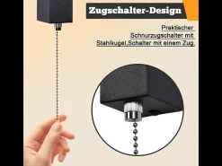 NETTLIFE Aplique Para Pared-Aplique LED de pared con interruptor - Lámpara de pasillo interior negra con interruptor de tirador, blanco cálido 3000 K, 6 W Negro