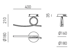 Aplique Para Pared-Aplique LED moderno Tosca de aluminio satinado 15W 840lm luz cálida 3000K, difusor opal, IP20, diseño curvo Blanco