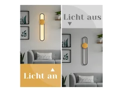 NETTLIFE Aplique Para Pared-Aplique LED - 12 W - Lámpara de escalera de 60 cm - - Diseño moderno - Blanco cálido 3000 K - Iluminación de pared minimalista Dorado