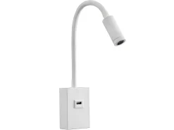 Sale AKUNADECOR Aplique Led 3w Capote Usb E Interruptor Articulable Y Orientable Blanco