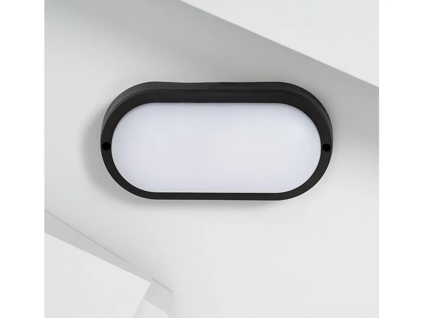 Ledkia Iluminación Exterior-Aplique LED 25W Oval IP65 Black 6500K Frío Blanco