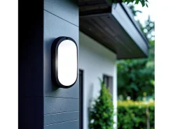 Ledkia Iluminación Exterior-Aplique LED 25W Oval IP65 Black 6500K Frío Blanco