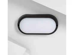 Ledkia Iluminación Exterior-Aplique LED 25W Oval IP65 Black 6500K Frío Blanco