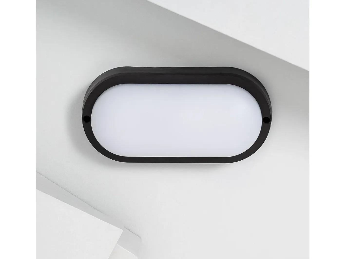 Ledkia Iluminación Exterior-Aplique LED 25W Oval IP65 Black 6500K Frío Blanco