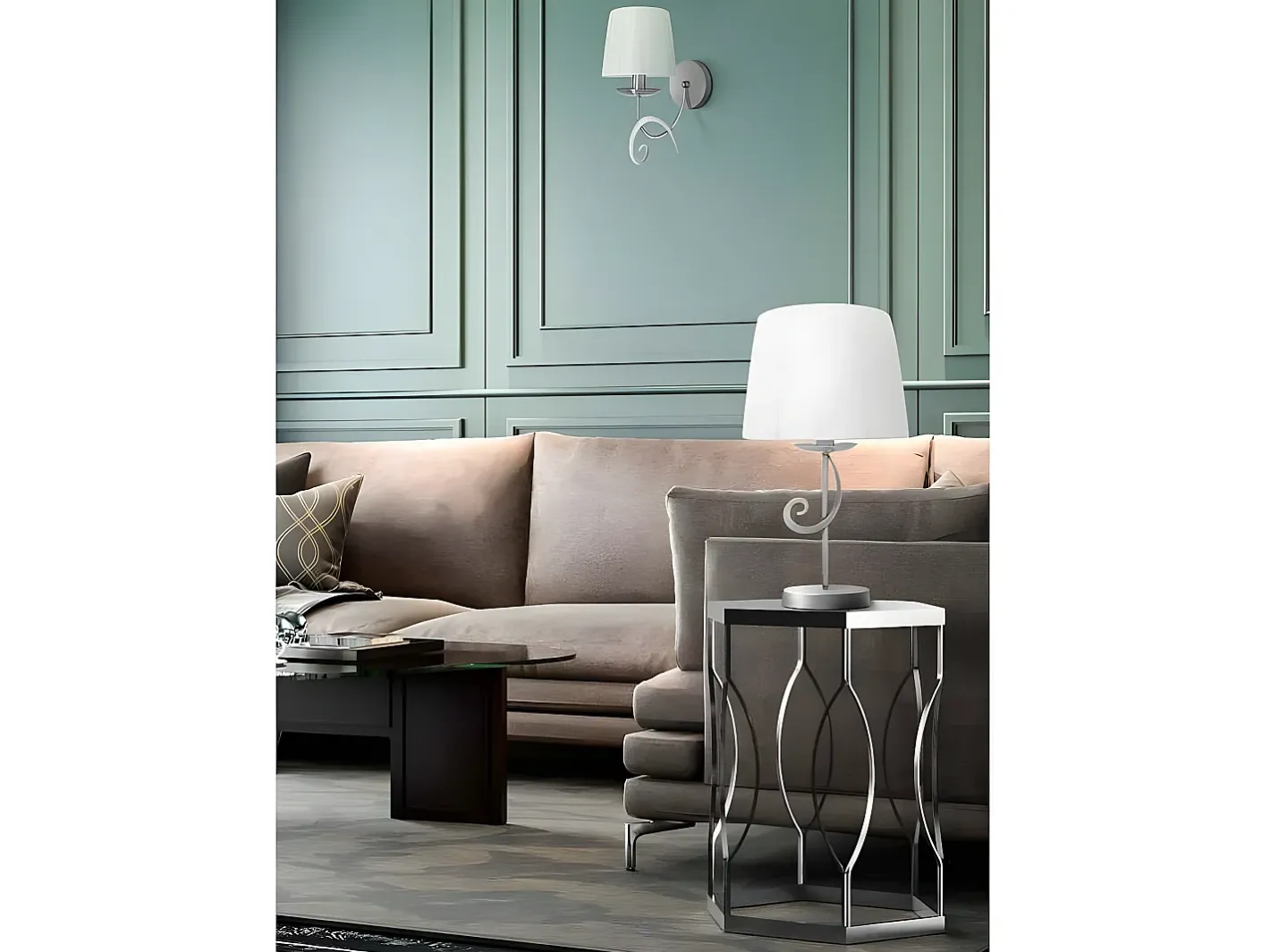AKUNADECOR Aplique Para Pared-Aplique Luxor Cromo Con Pantalla 1 Luz Plateado
