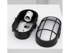 Ledkia Iluminación Exterior-Aplique Oval Rejilla Negro