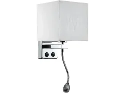 AKUNADECOR Aplique Stephen Cromo/pantalla Blanca Doble Iluminacion Plateado