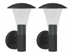 Clearance Apliques de exterior 2 unidades acero inoxidable ES922463 Negro