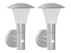 Aplique Para Pared-Apliques de exterior con sensor 2 unidades acero inoxidable ES559857 Plateado