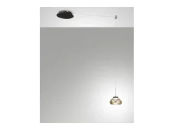 Lámpara Suspendida-Arabella - Lámpara colgante descentralizada ámbar - Fabas Luce - LED regulable 8W - Montaje descentralizado Naranja