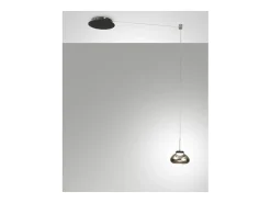 Lámpara Suspendida-Arabella - Lámpara colgante ahumada descentralizada - Fabas Luce - LED regulable 8W - Montaje descentralizado Gris