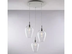 Ares Lámpara de suspensión de hierro con cristal pyrex 3 luces 141 Ø50 BL273-S3-TR Transparente Best