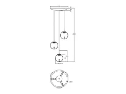 Ariel - Lámpara colgante circular Fabas Luce de 3 luces - LED regulable de 21 W - Florón redondo de 35 cm de diámetro. Transparente Sale