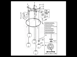 Ariel - Lámpara colgante circular Fabas Luce de 5 luces - LED regulable de 35 W - Florón redondo de 50 cm de diámetro. Transparente Clearance