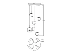 Ariel - Lámpara colgante circular Fabas Luce de 5 luces - LED regulable de 35 W - Florón redondo de 50 cm de diámetro. Transparente Clearance