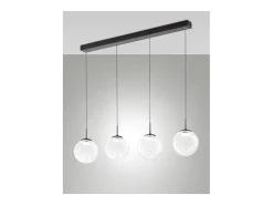 Lámpara Suspendida-Ariel - Lámpara colgante Fabas Luce de 4 luces - LED regulable de 28 W - Diseño de esfera Transparente