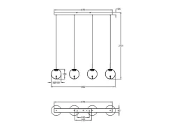 Lámpara Suspendida-Ariel - Lámpara colgante Fabas Luce de 4 luces - LED regulable de 28 W - Diseño de esfera Transparente