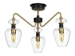 Armand 3 Light Semi Flush, Åldrad mässing, Glasskärm Camel