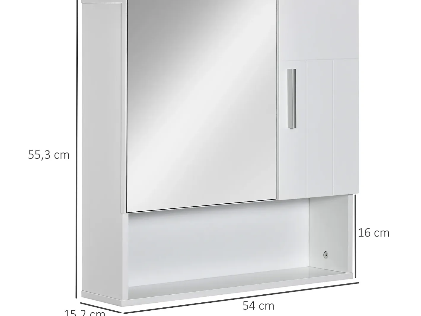 Clearance Kleankin Armario con espejo 54x15.2x55.3 cm Blanco
