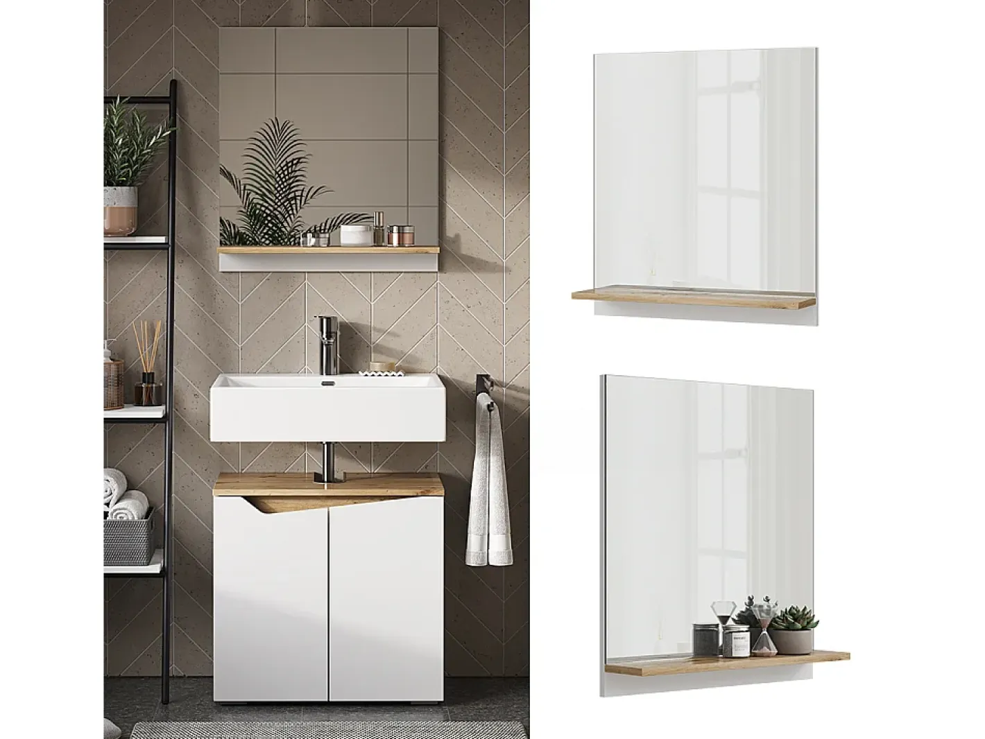 Vicco Armario con espejo para baño /artesano 60x14x67 marelle Blanco Sale