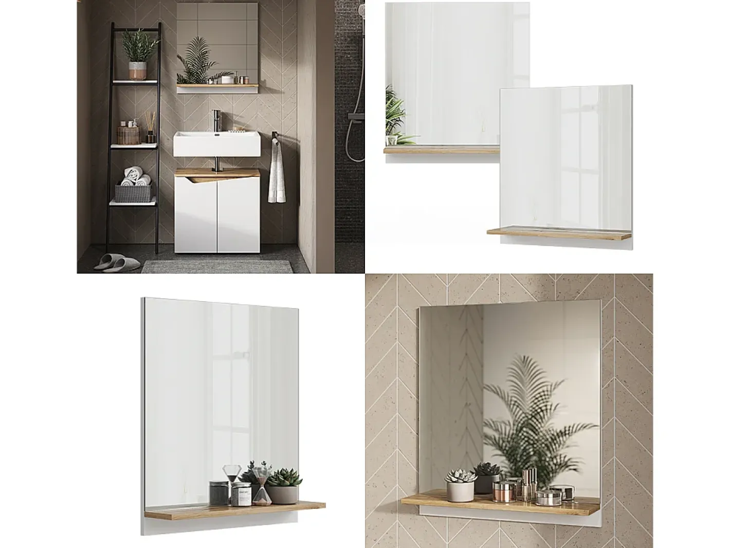 Vicco Armario con espejo para baño /artesano 60x14x67 marelle Blanco Sale