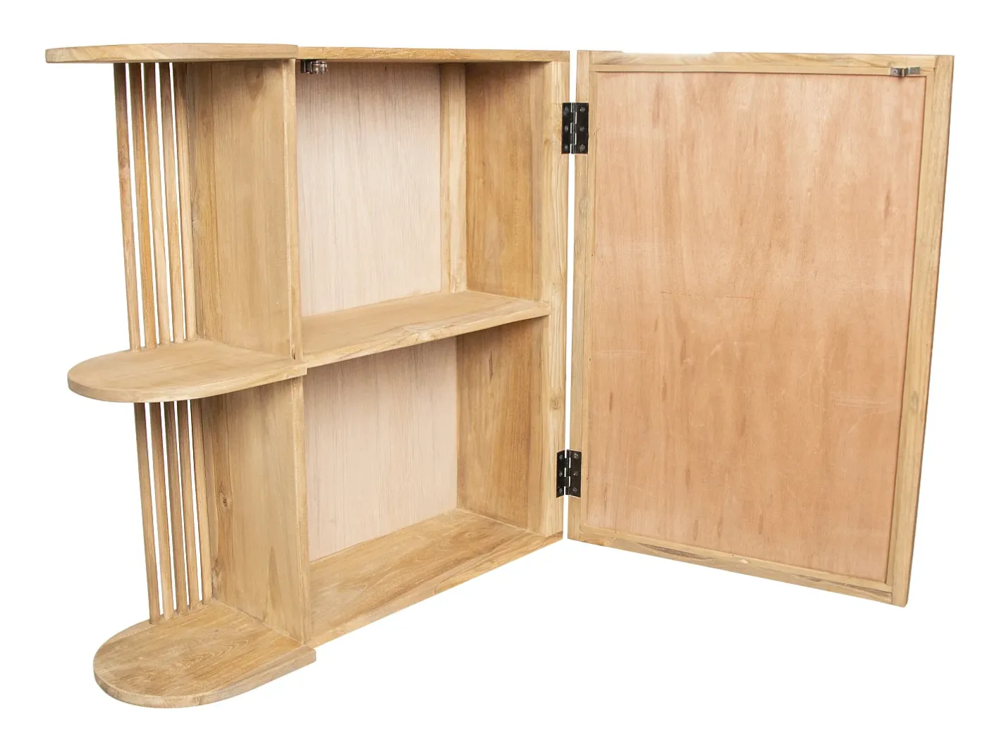 Sale OZAIA Armario de baño de pared de teca con espejo - Ancho 65 x Prof. 20 x Alt. 65 cm - CIMAHI Color natural claro