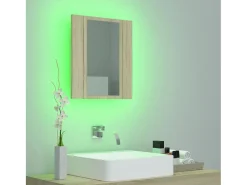 Discount Armario espejo de baño LED acrílico roble Sonoma 40x12x45 cm ES578840 Marru00f3n