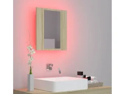 Discount Armario espejo de baño LED acrílico roble Sonoma 40x12x45 cm ES578840 Marru00f3n