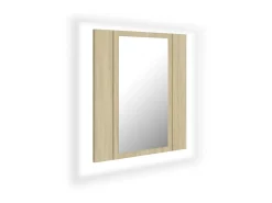 Discount Armario espejo de baño LED acrílico roble Sonoma 40x12x45 cm ES578840 Marru00f3n