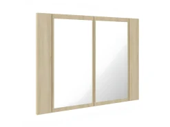 Espejo-Armario espejo de baño LED acrílico roble Sonoma 60x12x45 cm ES265074 Marru00f3n