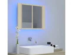 Espejo-Armario espejo de baño LED acrílico roble Sonoma 60x12x45 cm ES265074 Marru00f3n