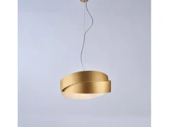 Astro - Lámpara colgante blanca con decoración y oro antiguo, cable de acero ajustable, 2 luces Ø46 cm Dorado New