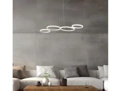 Atena Suspensión en metal y aluminio lacado en con LED CCT integrado + mando a distancia y cables eléctricos orientables. 100 x 64 BL287-SBC Blanco Outlet