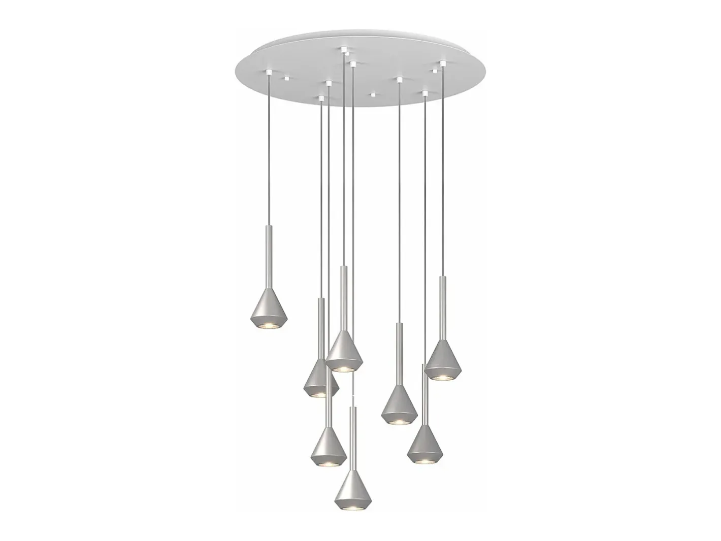 Aygo Sospensione 8 Luci Tonda Alluminio Con Cavo Cm.250 E Rosone Bianco Blanco Outlet