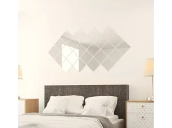 Espejo-Azulejos de espejo 48 piezas Vidrio cuadrado Plateado