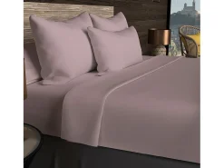 Soleil d'ocre Ropa De Cama-Bajera ajustable de algodón 57 hilos 90x190 cm LISO viejo Rosa