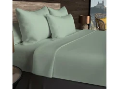 Outlet Soleil d'ocre Bajera ajustable de algodón 57 hilos 200x200 cm LISO agua Verde