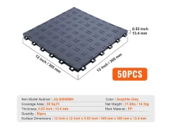 Clearance Baldosas para Garaje SucceBuy Paquete de 50 Baldosas Entrelazadas para Garaje, 30,48 x 30,48 cm, Color Gris