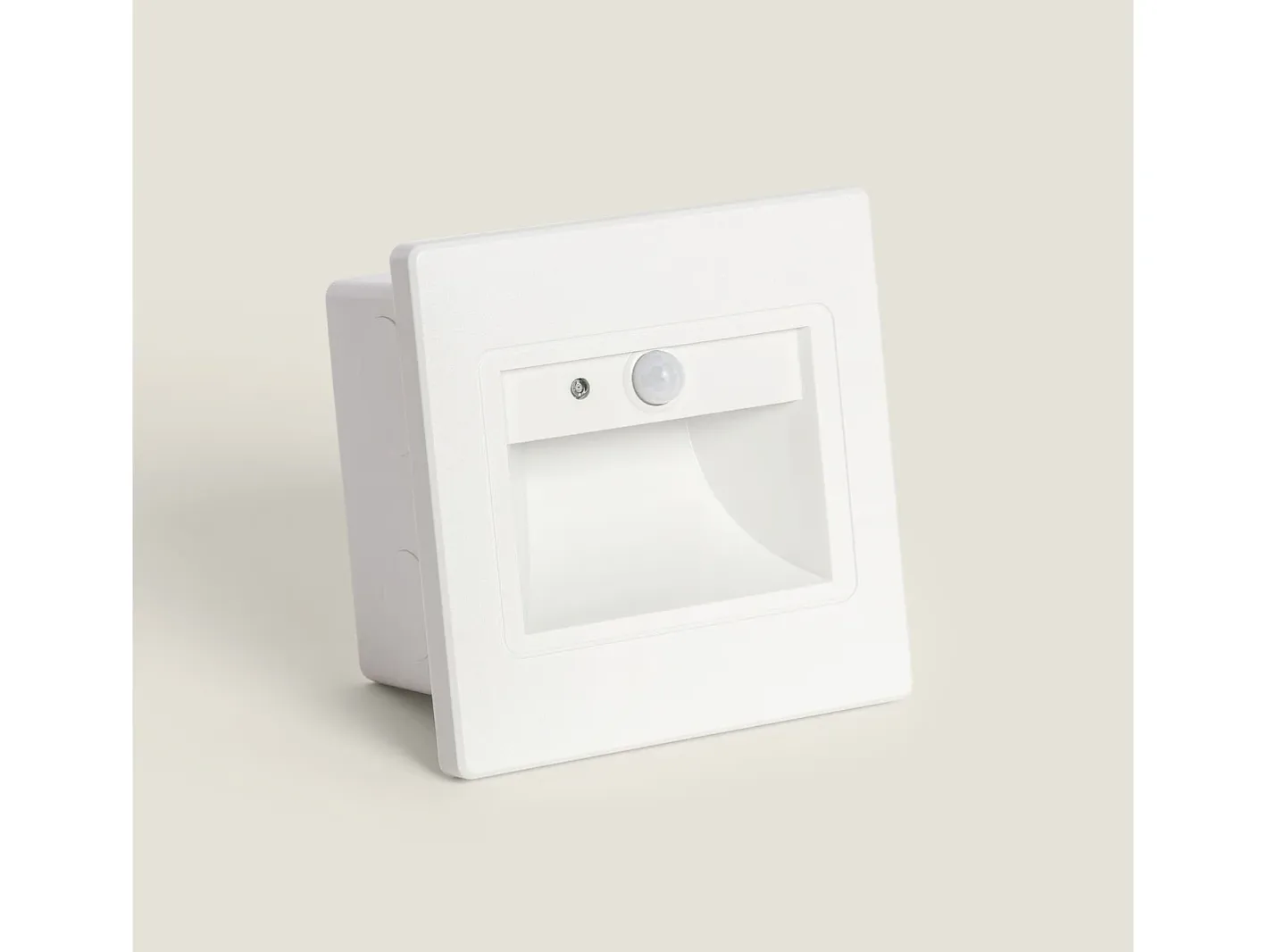Ledkia Baliza de Pared LED 1.5 W Empotrable con Sensor PIR y Crepuscular Bark Blanco 3000K Blanco Cálido Transparente Online