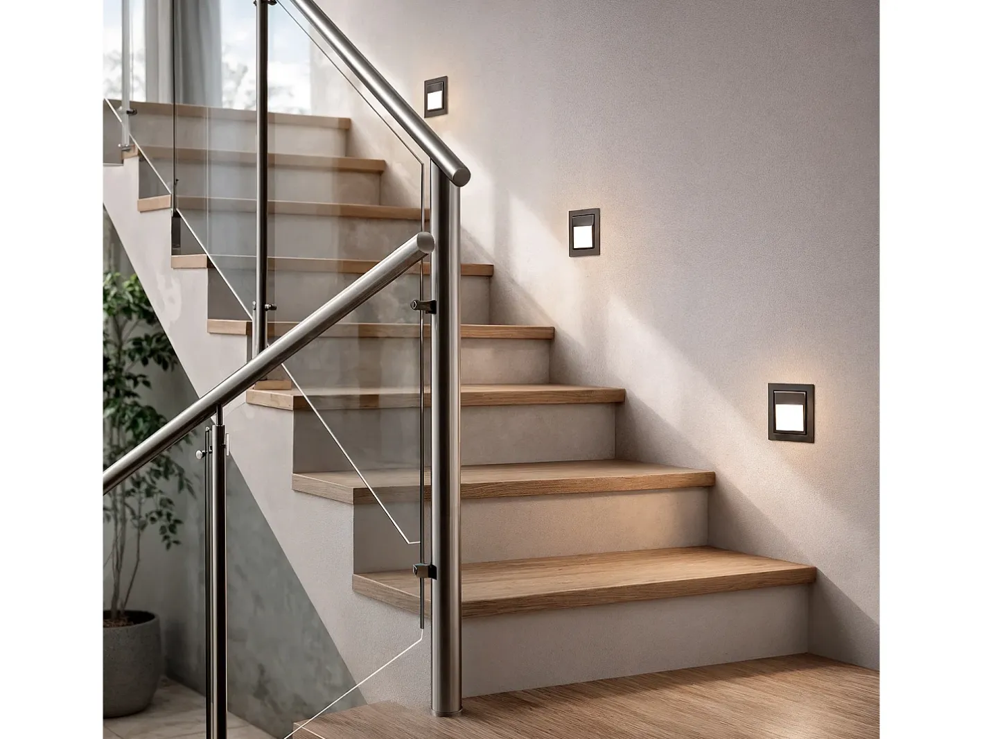 Ledkia Iluminación Exterior-Baliza de Pared LED 1.5W Empotrable Acero Larry 5000K Blanco Frío Plateado