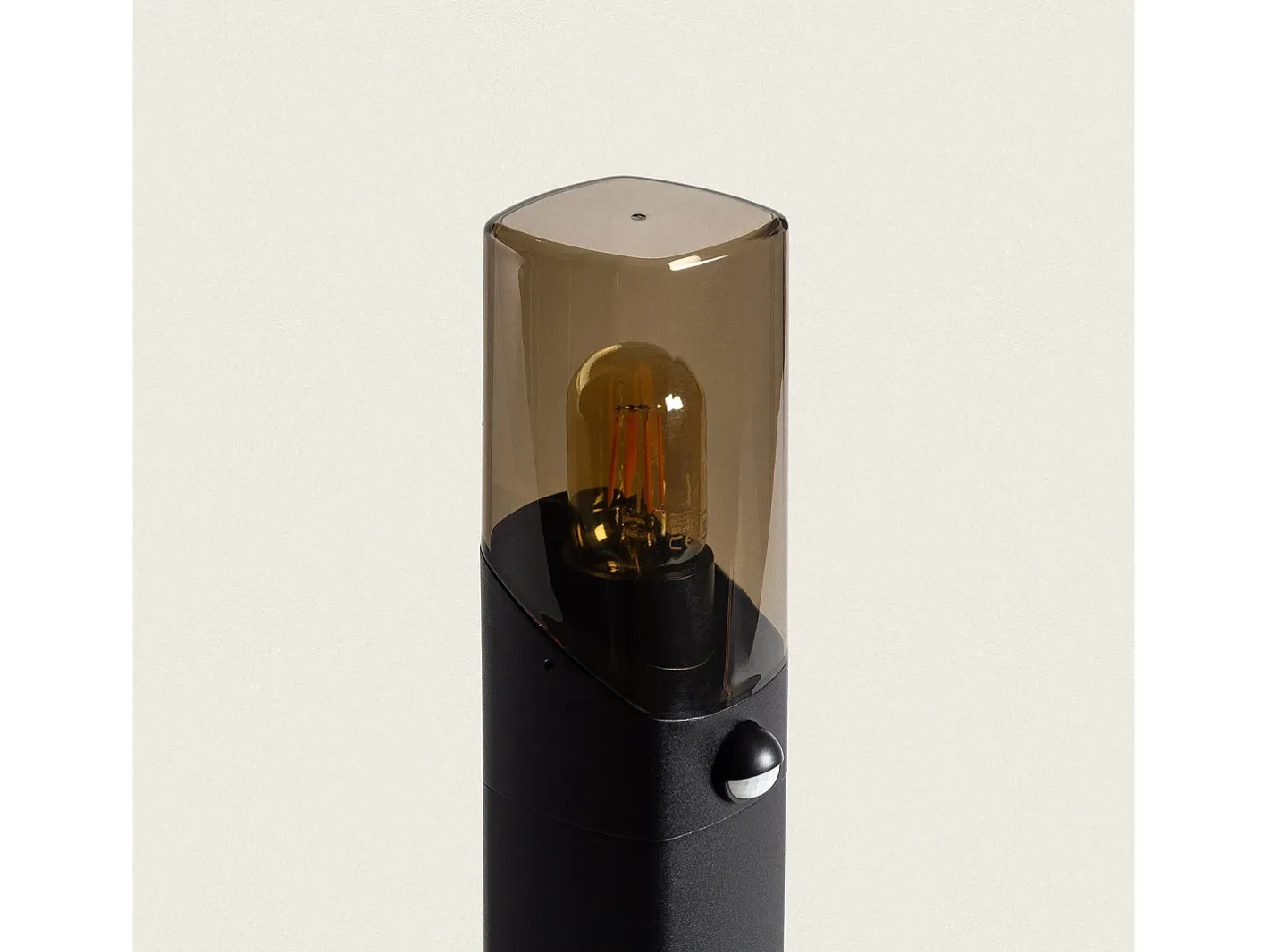 Ledkia Iluminación Exterior-Baliza de Pie Exterior 60cm Aluminio con Sensor PIR Pelly Negro