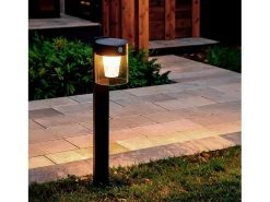 Ledkia Baliza de Pie Exterior Solar LED 1,5W 46cm Aluminio con Sensor de Movimiento Efren Negro New