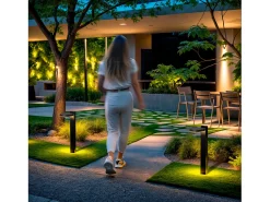 Ledkia Iluminación Exterior-Baliza de Pie Exterior Solar LED 5W 50cm Aluminio con Sensor de Movimiento Aris Negro