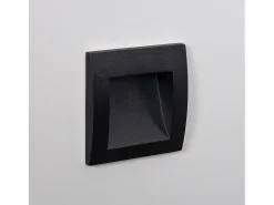 Ledkia Iluminación Exterior-Baliza Exterior LED 4W Empotrable Pared Cuadrado Leif 2700K Blanco Cálido Negro