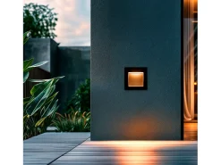 Ledkia Iluminación Exterior-Baliza Exterior LED 4W Empotrable Pared Cuadrado Leif 2700K Blanco Cálido Negro