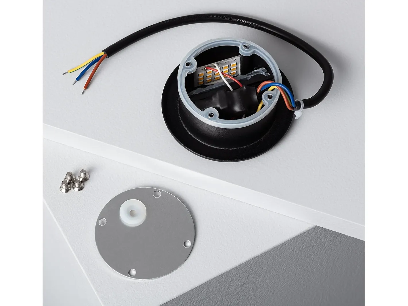Ledkia Iluminación Exterior-Baliza Exterior LED 3W Empotrable Pared Circular Olite 4000K Blanco Neutro Negro